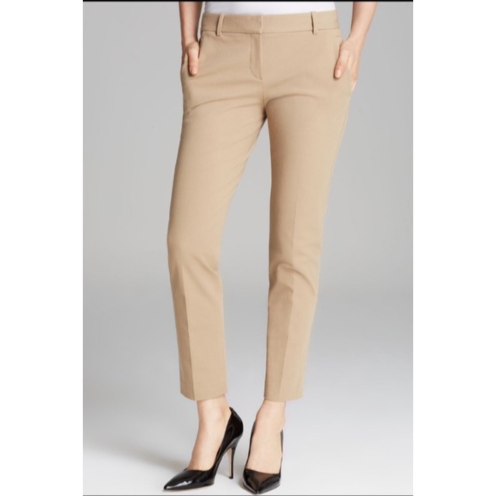 THEORY TESTRA TO FADED WOOL BLEND TAN PANT SIZE 10